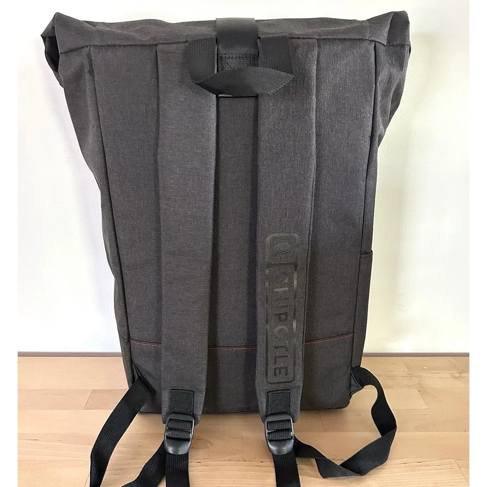 Chipotle RollTop Backpack Gray Ltd Ed Employee Gift SpellOut Fastfood Streetwear